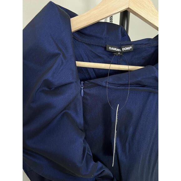 Samuel Dong Women's Navy Ruffle Front Twirl Style Dress, Medium - Picture 4 of 8